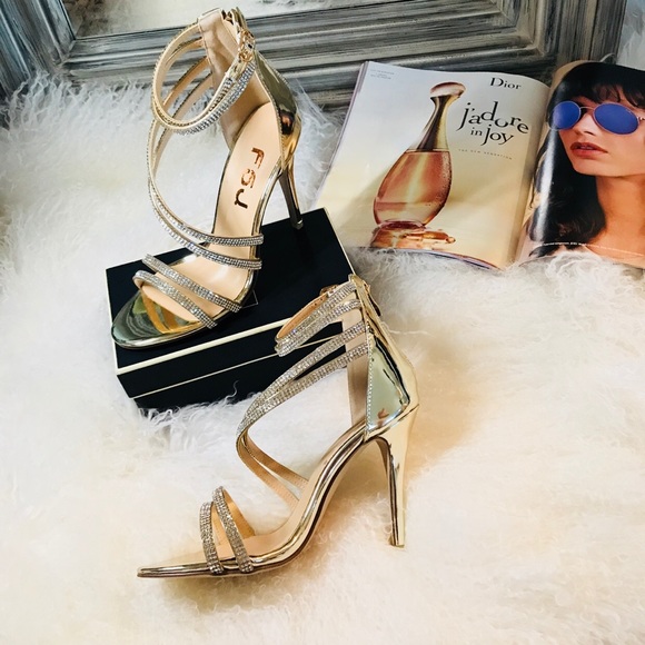 SOLD❣️Evening Shoes Rhinestone Sandals Heels - Picture 2 of 9